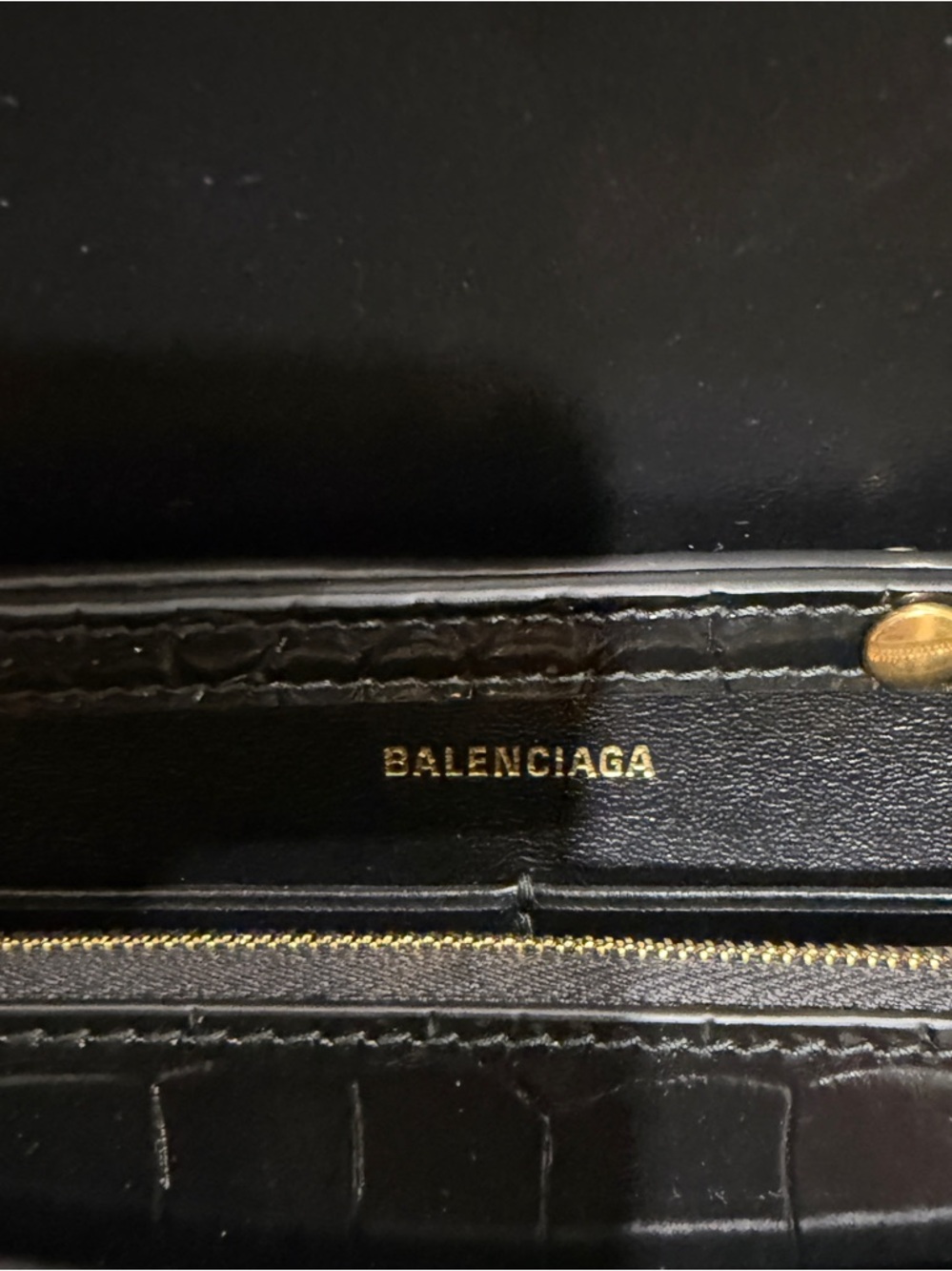 Balenciaga: Black Croc Hourglass Bag (Like New) - Picture 11 of 15